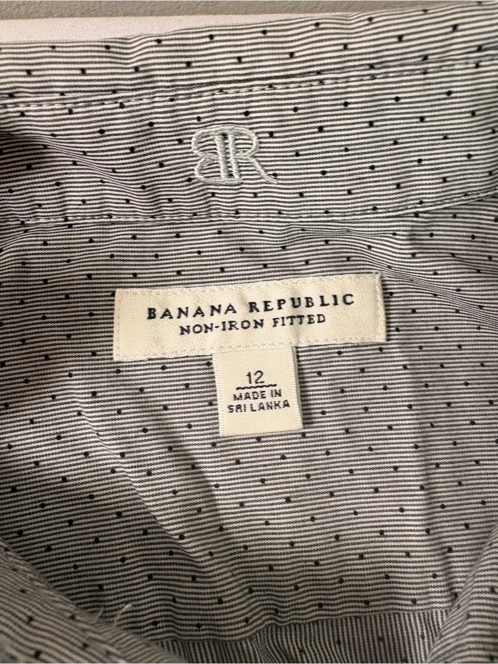 Banana Republic Gray Dot Casual Button-Down Shirt